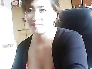 chinês fechar-se masturbação maduro Milf jogando Webcam